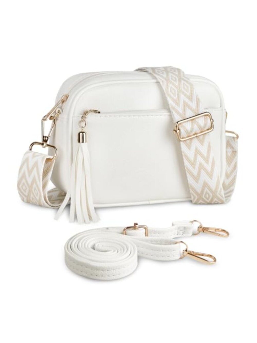 Faux Leather Crossbody Bag Small Shoulder Camera Purse Wide Strap Women Travel